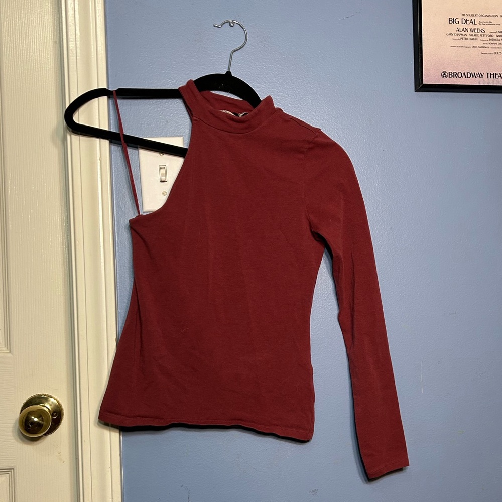 Express One-Sleeved Red Fitted Top